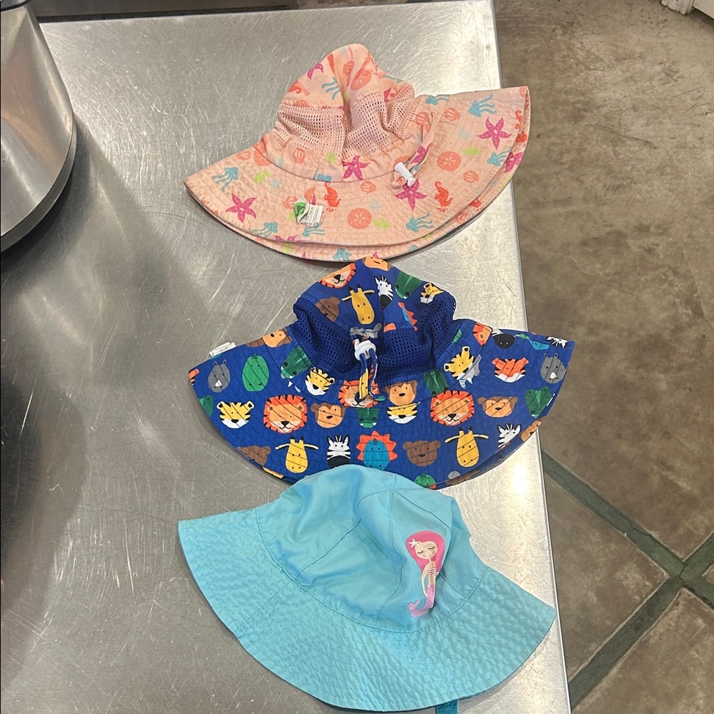 Set of Three Colorful Kids' Sun Hats